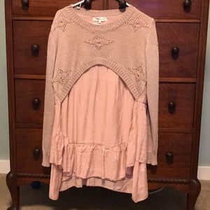 Oversized Simply Couture tunic sweater, pink.